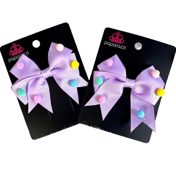 Paparazzi Purple Polka Dot Hair Clips Set of 2 - Picture 1 of 3